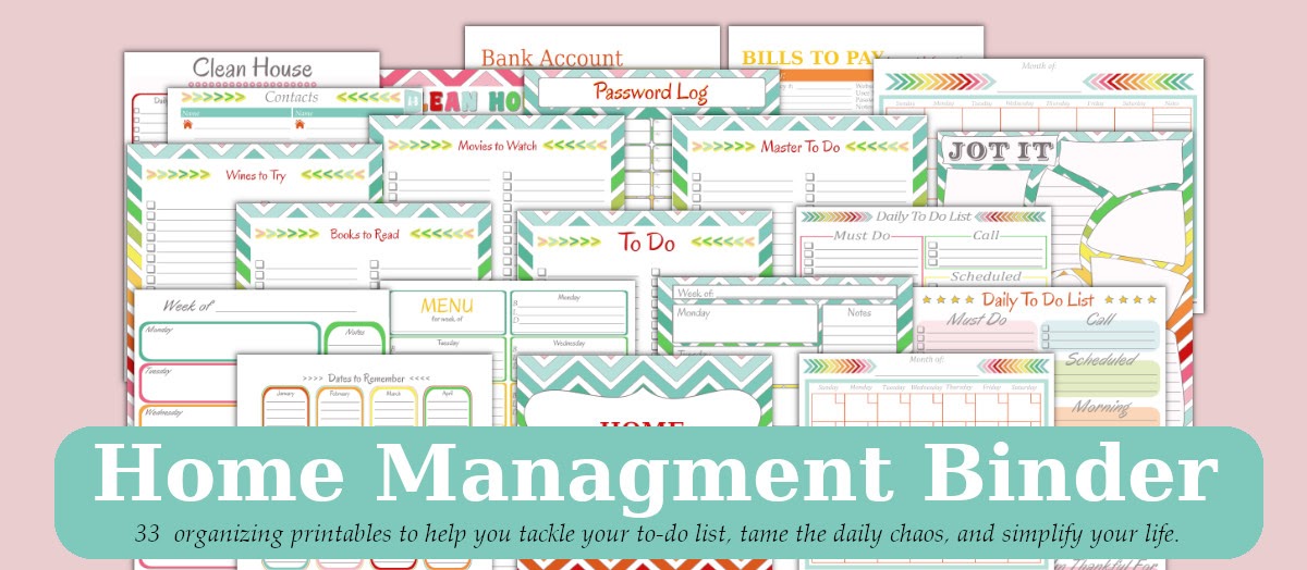 Home Management Binder – Monthly Calendar