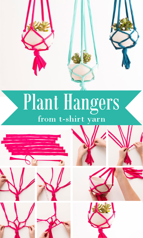 Plant Hangers From T-Shirt Yarn