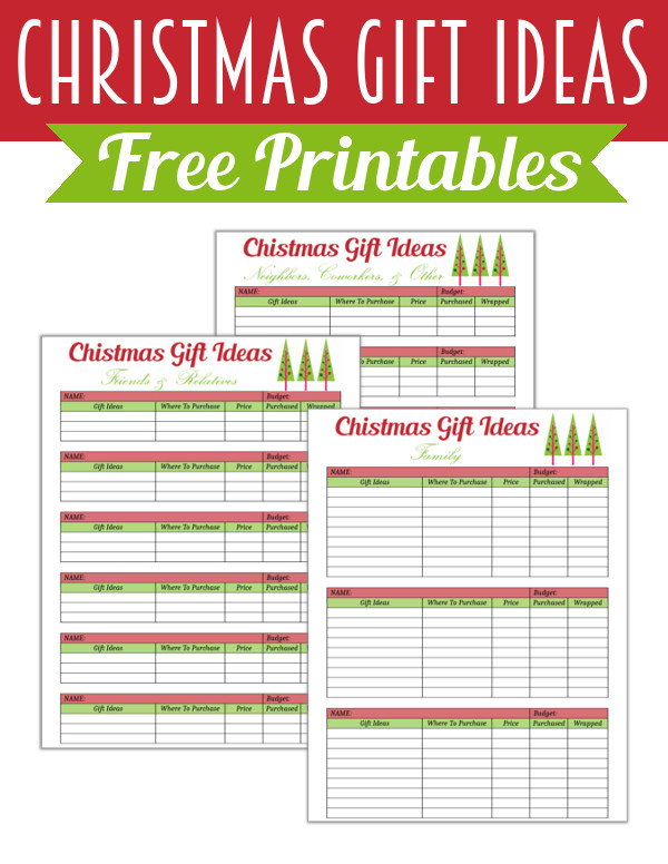 Christmas Gift Ideas – Free Printable