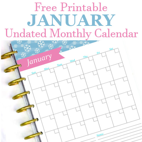 January Undated Calendar – Free Printable