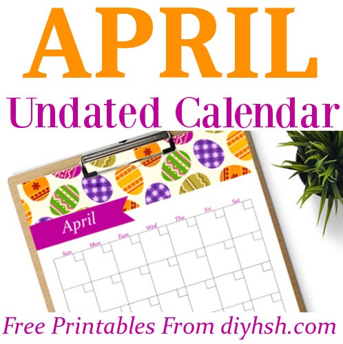 April Undated Calendar – Free Printable