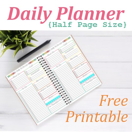 Daily Calendar Half Page – Free printable