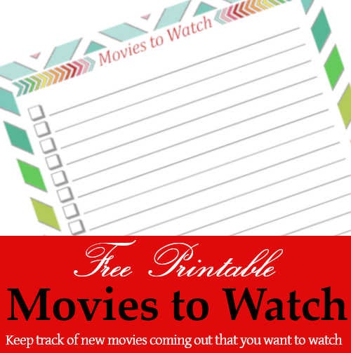 Movies to Watch – Free Printable (5.5 x 8.5)