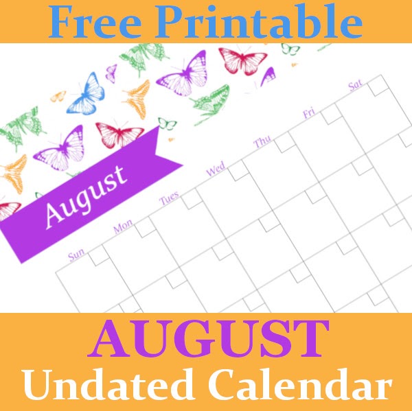 August Undated Calendar – Free Printable
