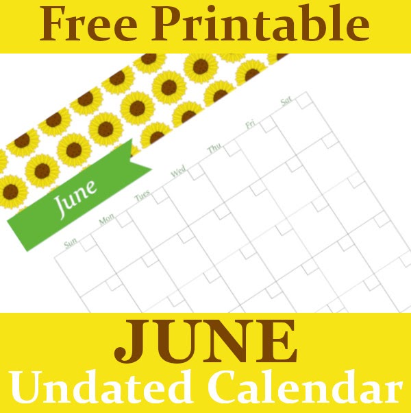 June Undated Calendar – Free Printable