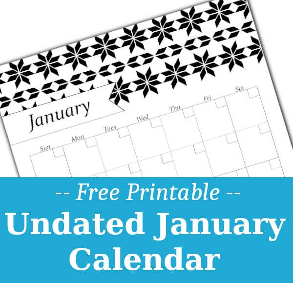 January Black & White Calendar – Free Printable