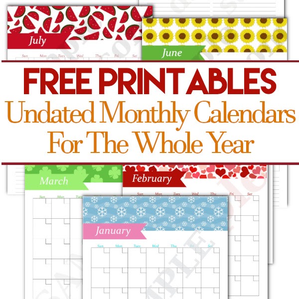 Monthly Calendar For The Entire Year – Free Printable