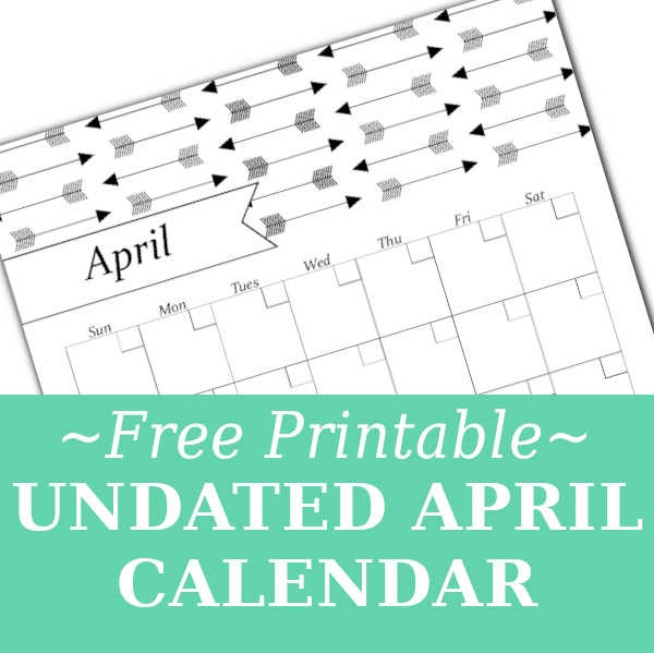 April Black & White Calendar – Free Printable