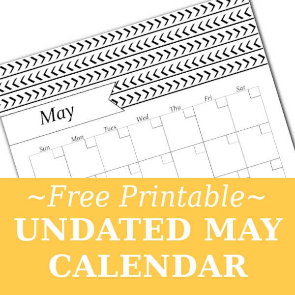 May Black & White Calendar – Free Printable