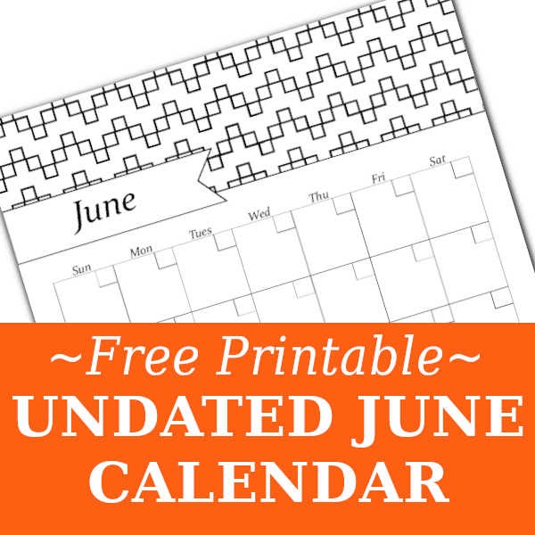 June Black & White Calendar – Free Printable