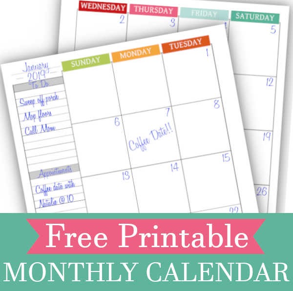 Monthly Calendar – Home Managemnet Binder – Free Printable