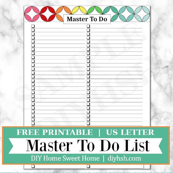 Master To Do List – Home Management Binder – Free Printable