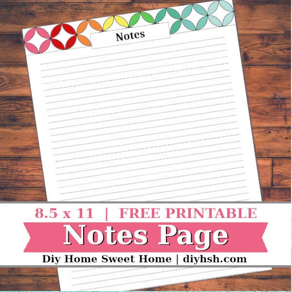 Notes – Home Management Binder – Free Printable