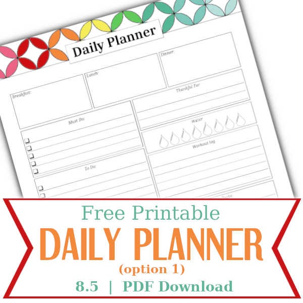 Daily Planner Page (option 1) – Home Management Binder (Free Printable)