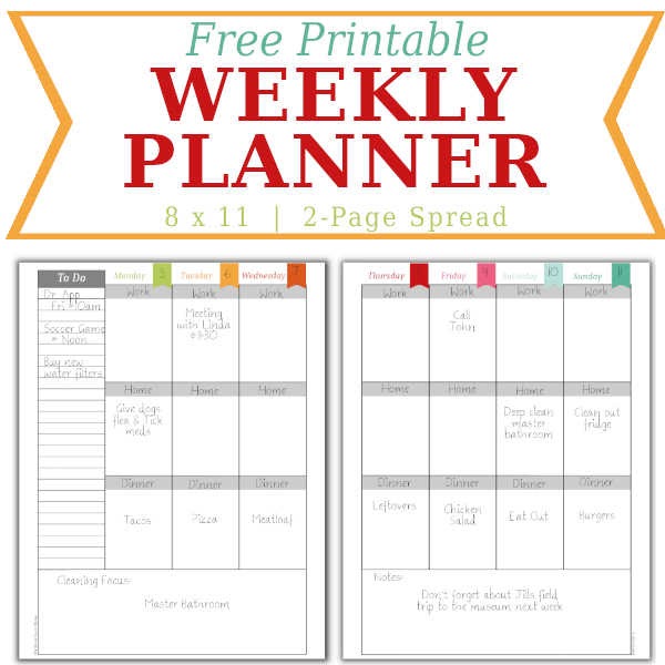 Weekly Calendar – Home Management Binder – Free Printable
