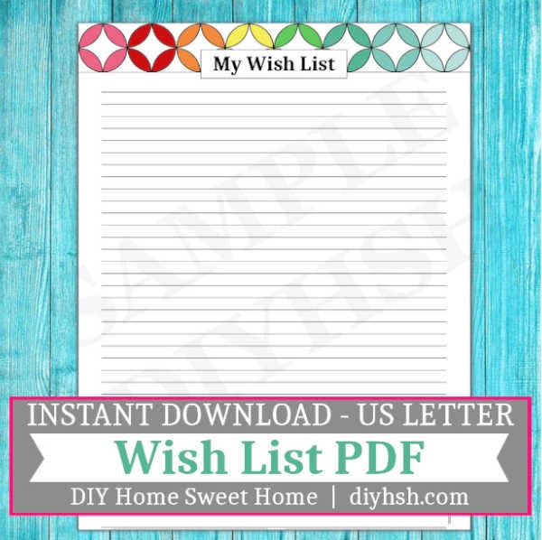Wish List – Free Printable For Home Management Binder or Planner