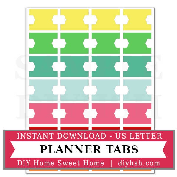 Planner Tabs – Free Printable For Home Management Binder or Planner
